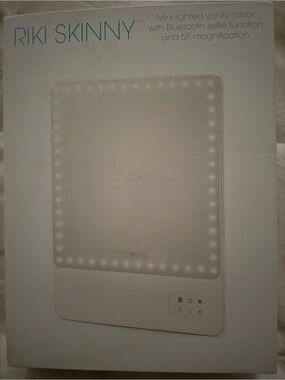 Riki Skinny White Mini Lighted Vanity Mirror with Bluetooth